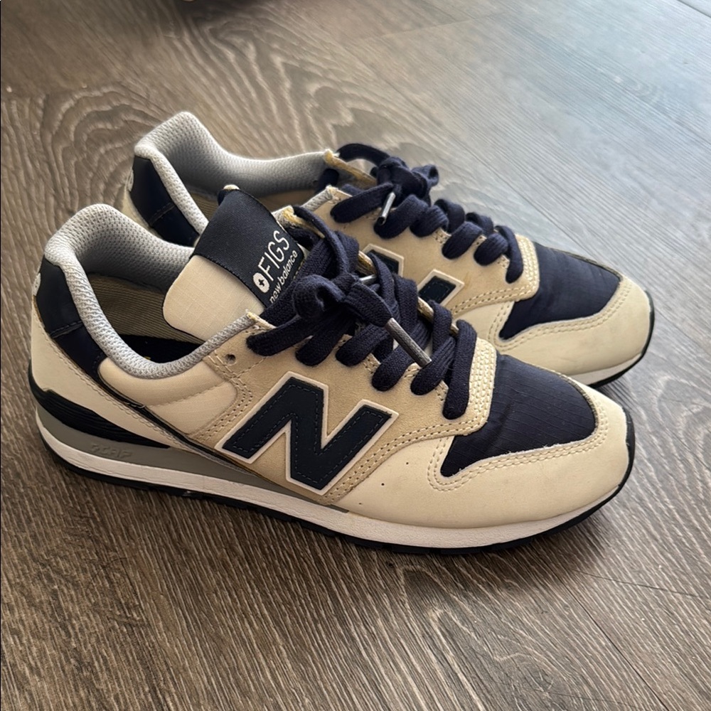 New Balance Blue and Cream Retro Sneakers
